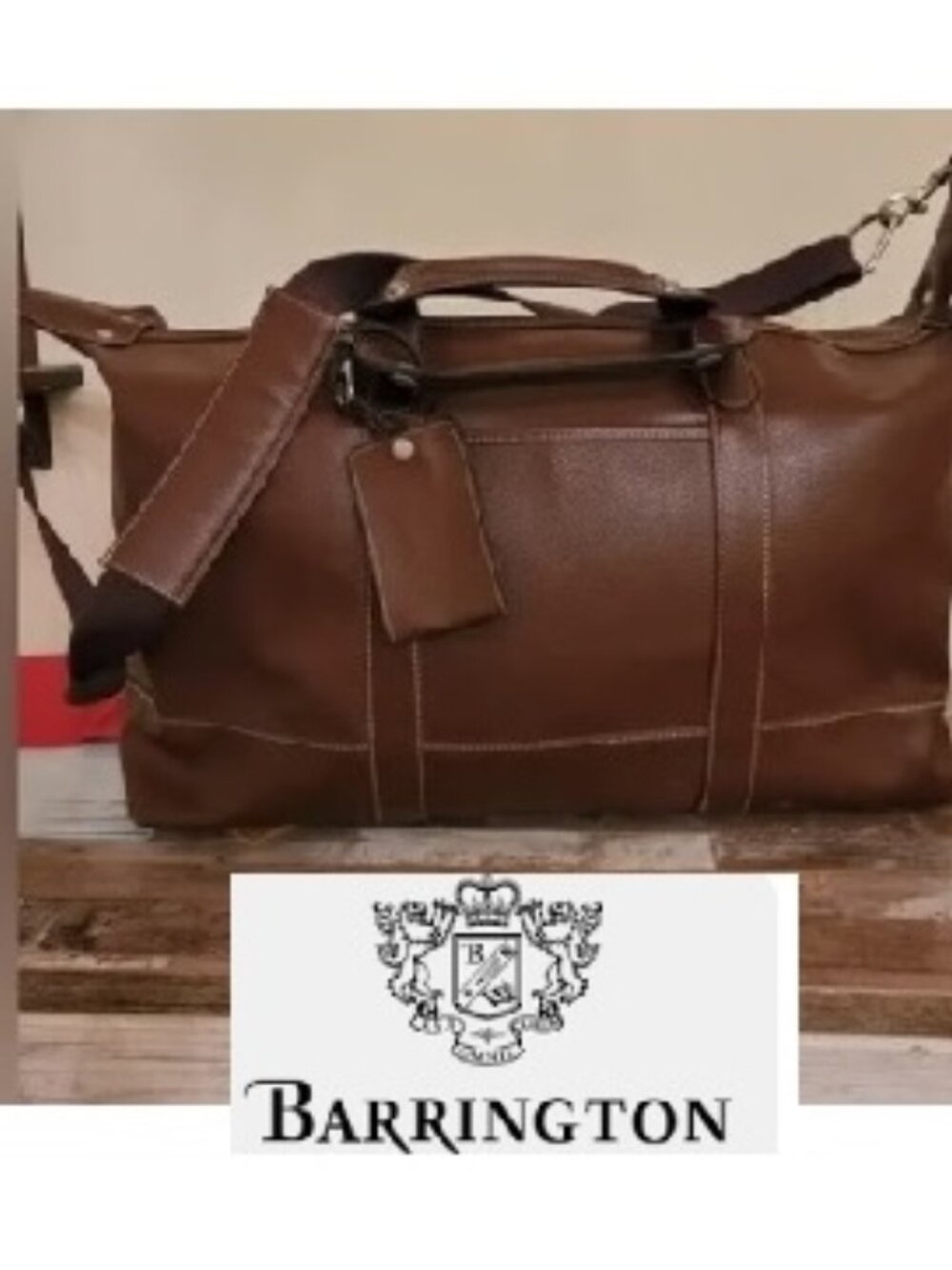 Barrington Premium Florentine Leather Captains Bag Duffle Weekender Carry on